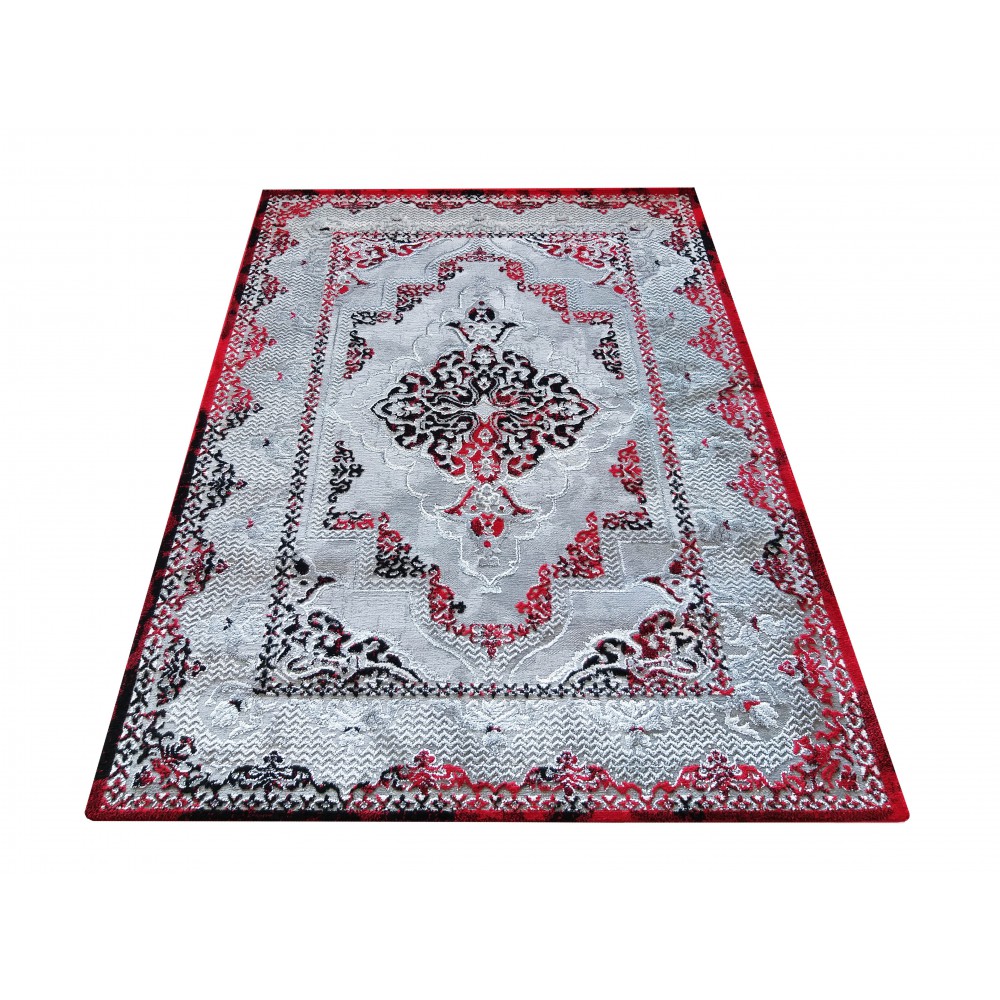 Dywan Ekskluzywny Angora 02 - Szaro-Czerwony